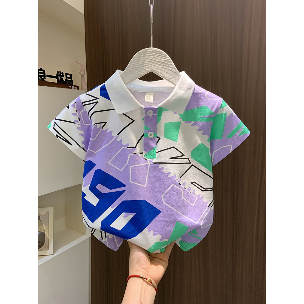 Meninos camiseta de manga curta verão 2026 novo estilo estilo ocidental médio grande crianças verão topo meninos camisa 