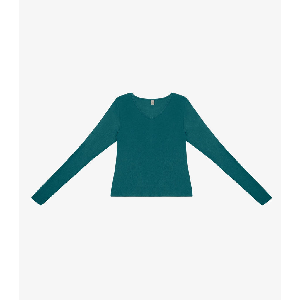 Blusa Manga Longa Feminina Decote V Rovitex Verde