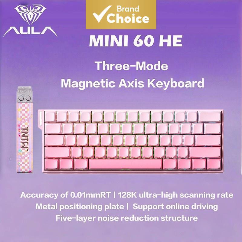 Teclado Magnético Hall Effect RGB AULA MINI60 Pro com 60 Teclas, Retroiluminação, Gatilho Rápido, Sem Fio Tri-Modo