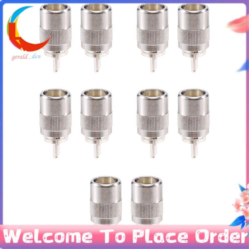 10 Peças Conector UHF Macho PL259 Plugue Solda RG8 RG213 LMR400 7D-Cabo Prata