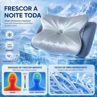 Travesseiro corretivo para coluna cervical em forma de borboleta A seda gelada refresca e alivia fadiga.