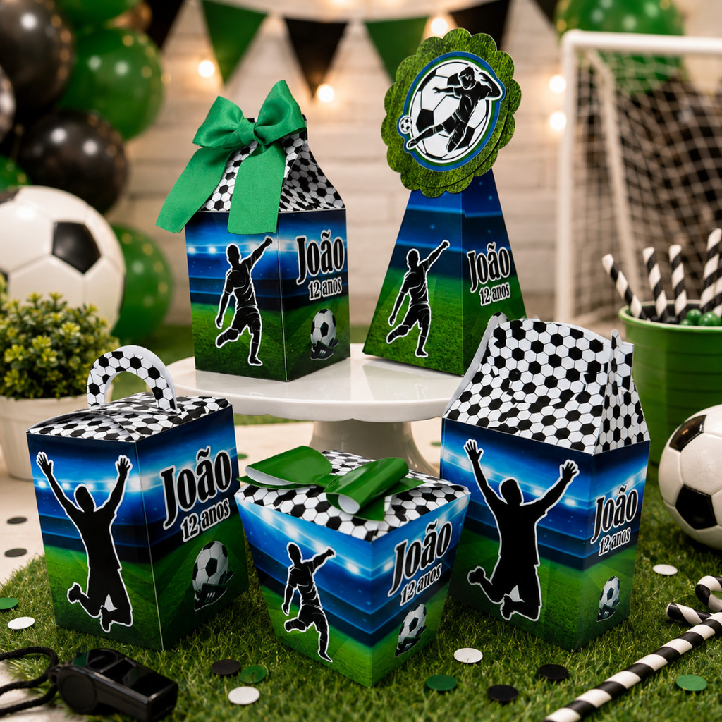 Kit Caixas Personalizados Futebol | Lembrancinhas | Festa Infantil | Aniversário | Festa