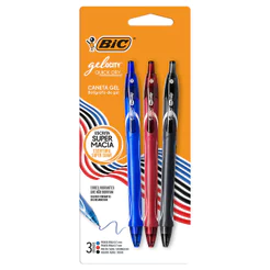 Caneta gel Gelocity Quick Dry 0.7mm com 3 unidades Bic