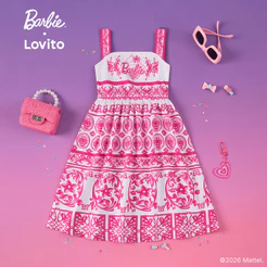 Barbie™ X Lovito Kids Vestido Longo Pregado Menina Primavera/Verão Modelo Flare LBL5AD031