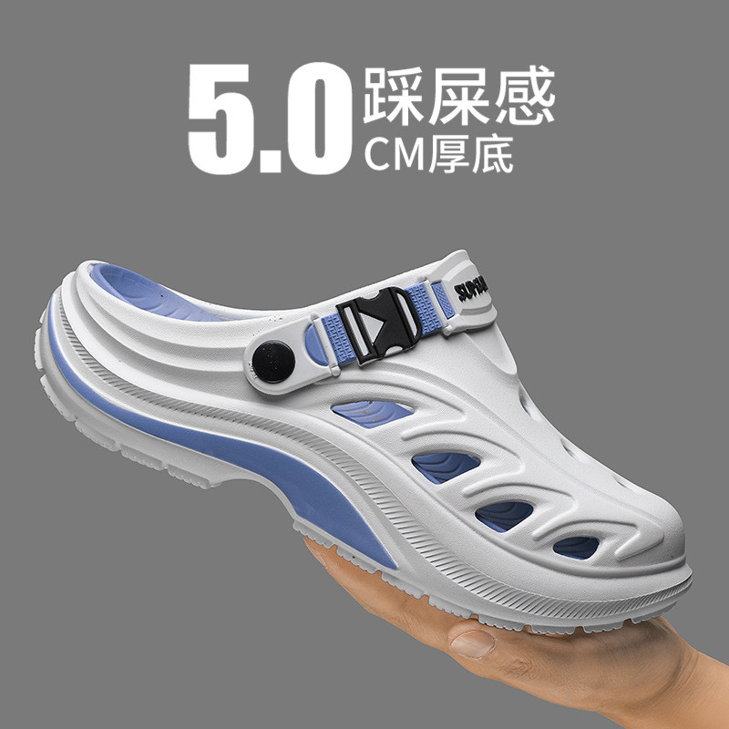 2025 tamanho grande masculino oco respirável praia buraco sapatos exterior casa dupla utilização sola grossa antiderrapa