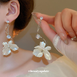 Agulha de prata zircão pérola flor borla brincos luz luxo High-End brincos Retro nicho Design elegante brincos femininos