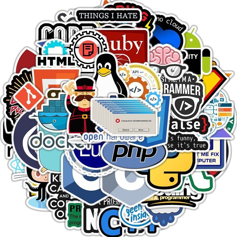 50 Adesivos de Tecnologia de Software, Programação, Dados de Computador para Telefone, Laptop, Geek, DIY, Adesivo PS4 LB