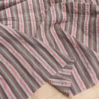 Estilo étnico simples fio marrom tingido tecido listrado fino roupas étnicas saia superior Shorts Robe tecido