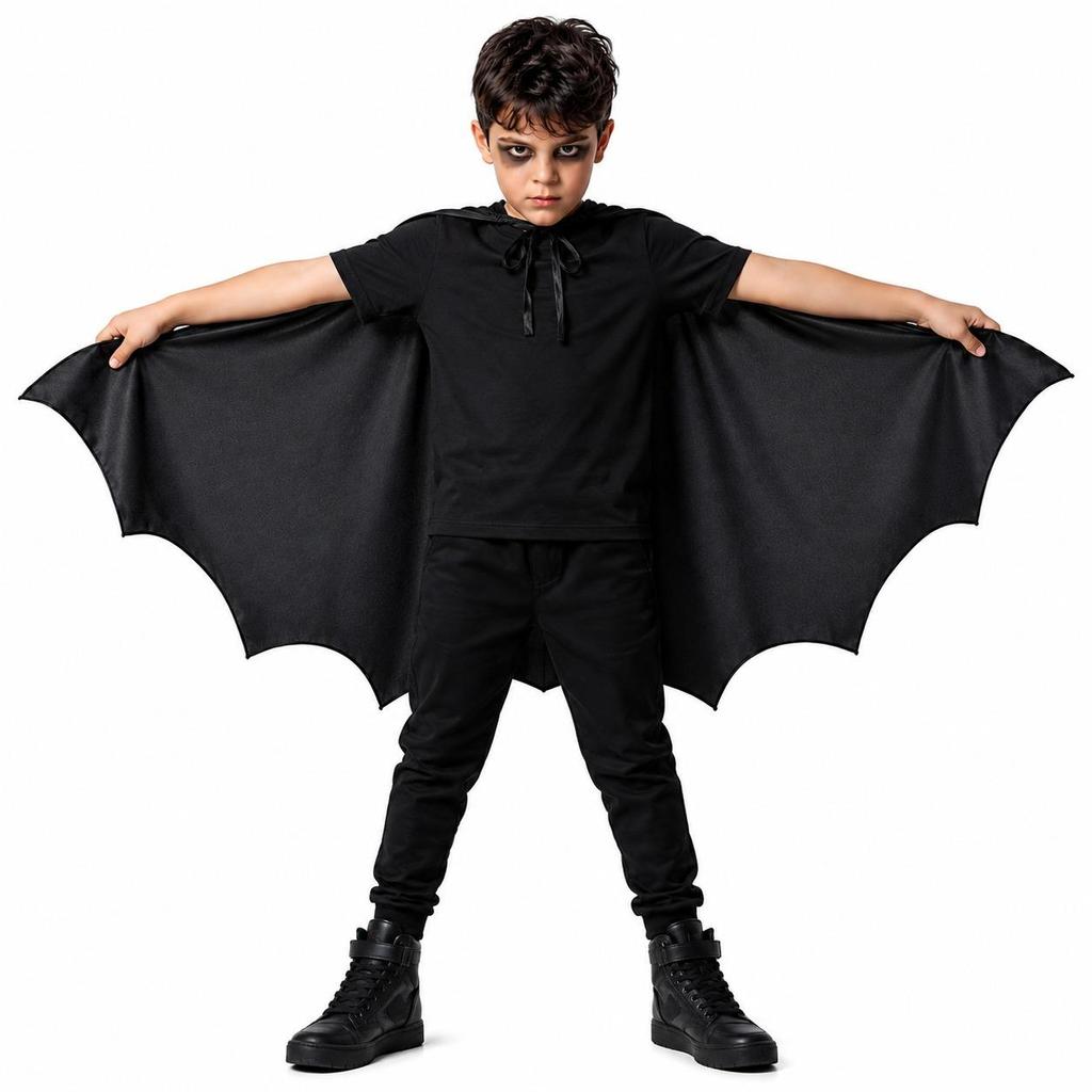 Fantasia Capa Morceguinho Preto Infantil Unissex de Halloween
