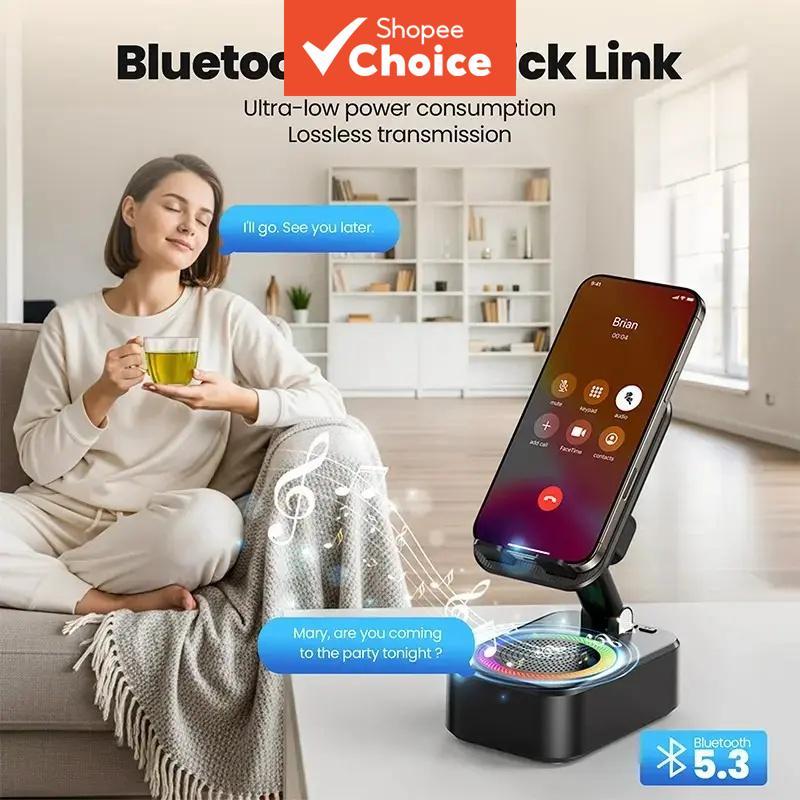 2026 Original Caixa de Som Bluetooth sem Fio com Indução de Áudio, Suporte para Celular com Carregamento de Emergência 5