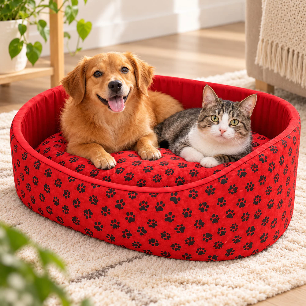 Cama Pet Europa P M G GG, capa removível, espuma D23 e fundo impermeável