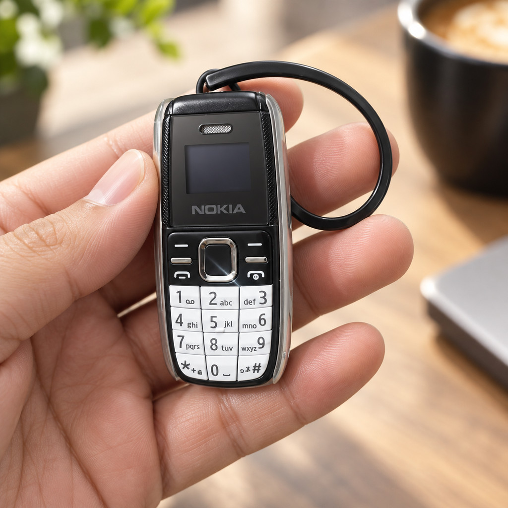 Celular Mini M200 para Idosos com Teclado Físico Alça Portátil Ligações e SMS Preto e Branco