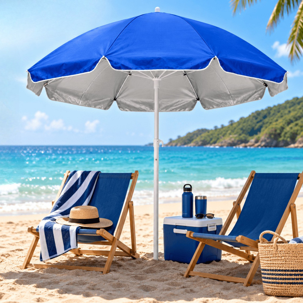 Guarda-Sol Gigante 2,40m Praia Piscina Camping Pesca Proteção UV Reforçado Verão Jardim com Bolsa para Transporte Grande