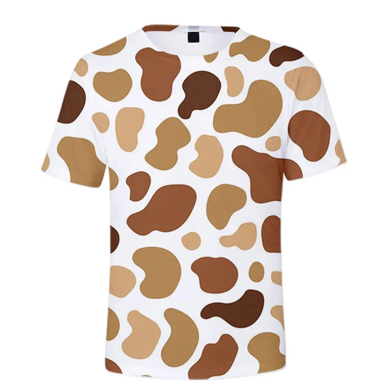 Padrão T Camisa Para Homem Colorido Dos Desenhos Animados 3D Impresso Camisetas Verão Casual Crianças Rua Solta Topos O-