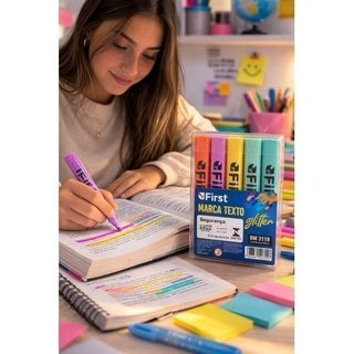 Conjunto 4 Marca Texto Glitter Colorida