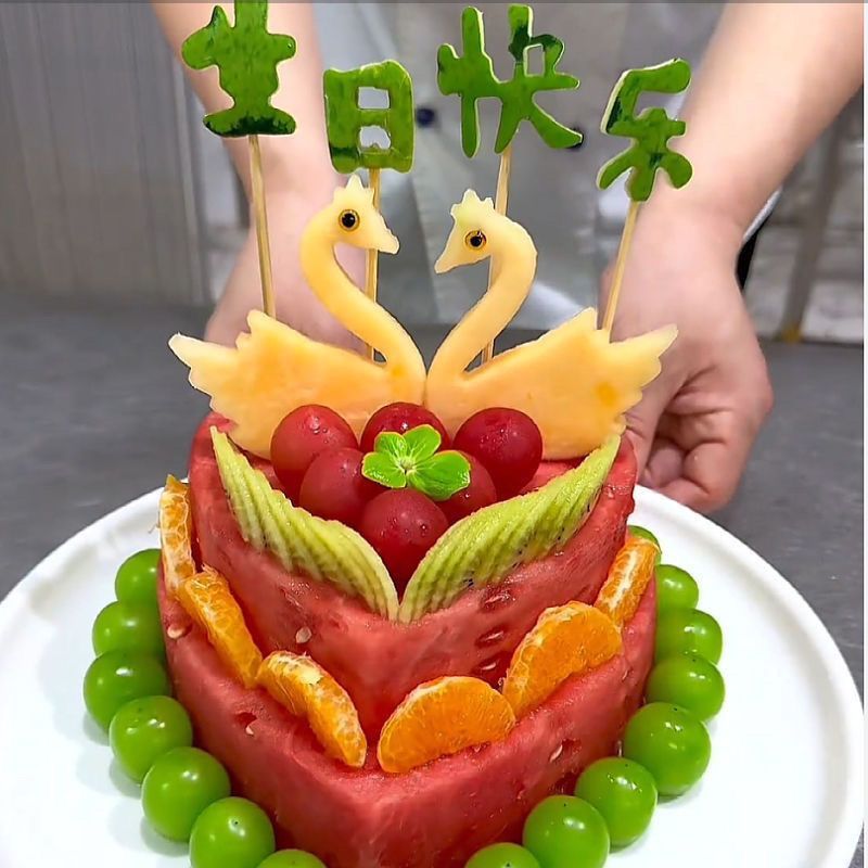 Amor melancia molde de aço inoxidável em forma de coração melancia frutas bolo moedor redondo Mousse anel retrátil molde