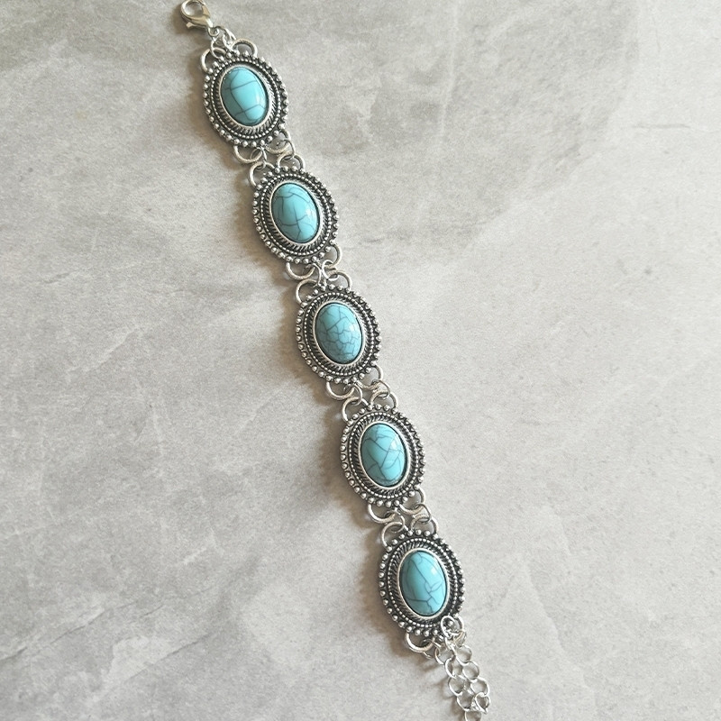 2026 novo estilo Retro boêmio turquesa pulseira estilo étnico estilo exótico turquesa pulseira feminina diy20260914