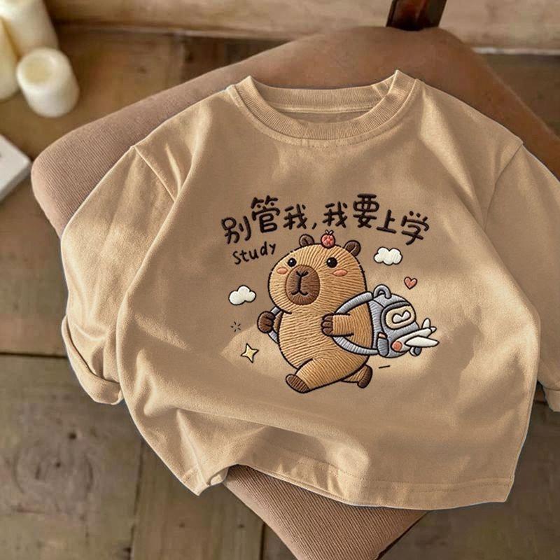 Manga longa bebê All-Match versão coreana impressão dos desenhos animados na moda nicho estilo fino médio grande criança
