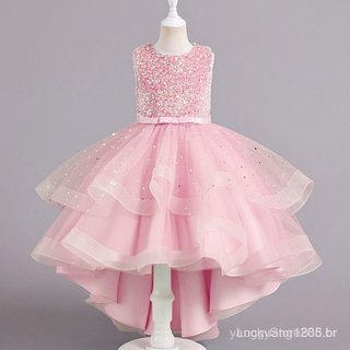 10a geração juventude novo estilo menina vestido de princesa verão lantejoulas sem mangas moda vestido de noite roupas i