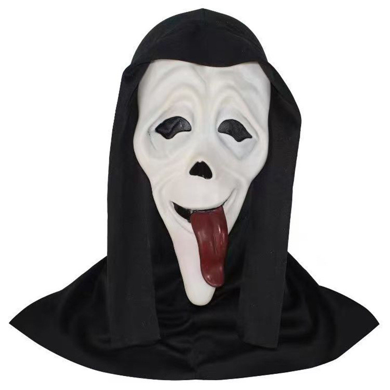 Halloween Látex Máscara De Terror Assustador Fantasma Palhaço Rosto Longo Traje Cabeça Capa Casa Assombrada Festa KTV Pa