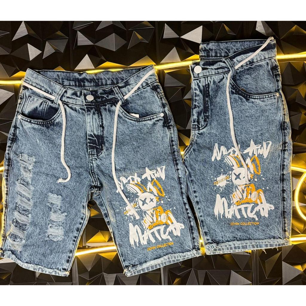 Bermuda Jeans Masculina Rasgada da Destroyed Moda Verão Tendência Linha Premium s/elastano manchada