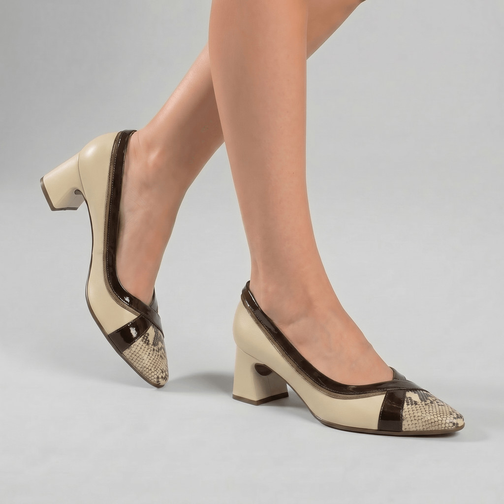 Scarpin Irene Salto Alto Brule com Cacau