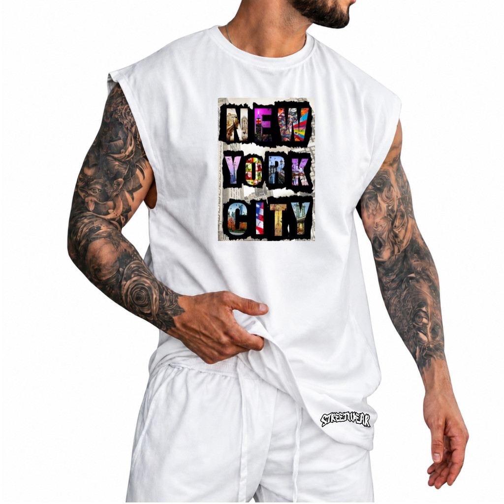 Regata Machão Oversized 100% Algodão Camiseta Cavada Musculação Streetwear Treino Passeio Academia