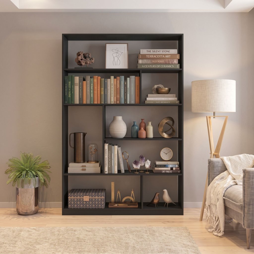 Estante de Livros 120 cm X 180 cm 5 Prateleiras Seattle Yescasa Preto Preto