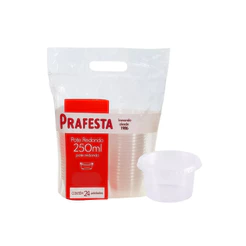 Pote Redondo 250ML Com Tampa – 24 UNIDADES – Pote Descartável Para Alimentos PRAFESTA