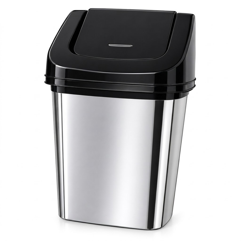 Lixeira Plástica Cromada 3,6L com Tampa Basculante