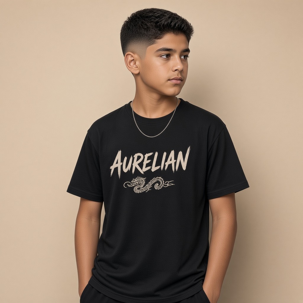 Camiseta Infantil e Jovem Estampada Aurelian Dragon 100% Algodão Premium Criança Personalizada Unissex Blusa Jovem
