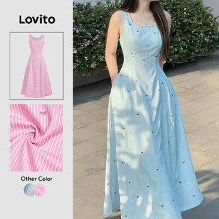 Lovito Longo Elegante Vestido Azul Levemente Transparente Primavera/verão Para Mulheres L178ED455