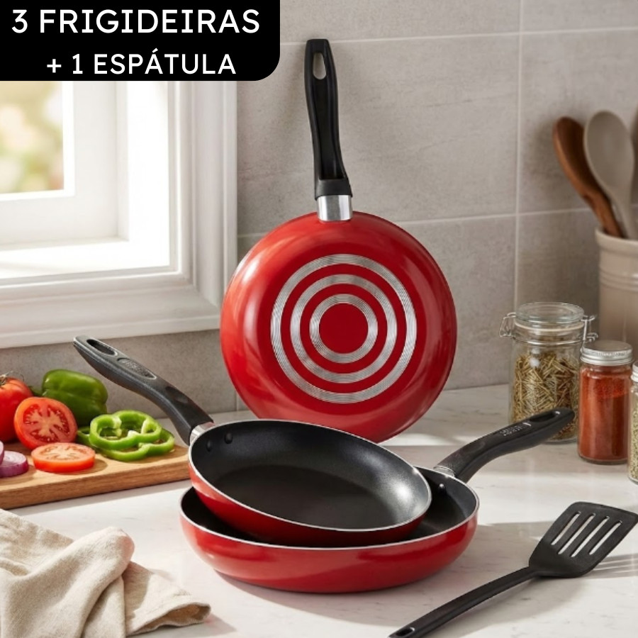 Jogo De Frigideiras Antiaderentes 3 Peças Teflon Kit Cozinha Completo