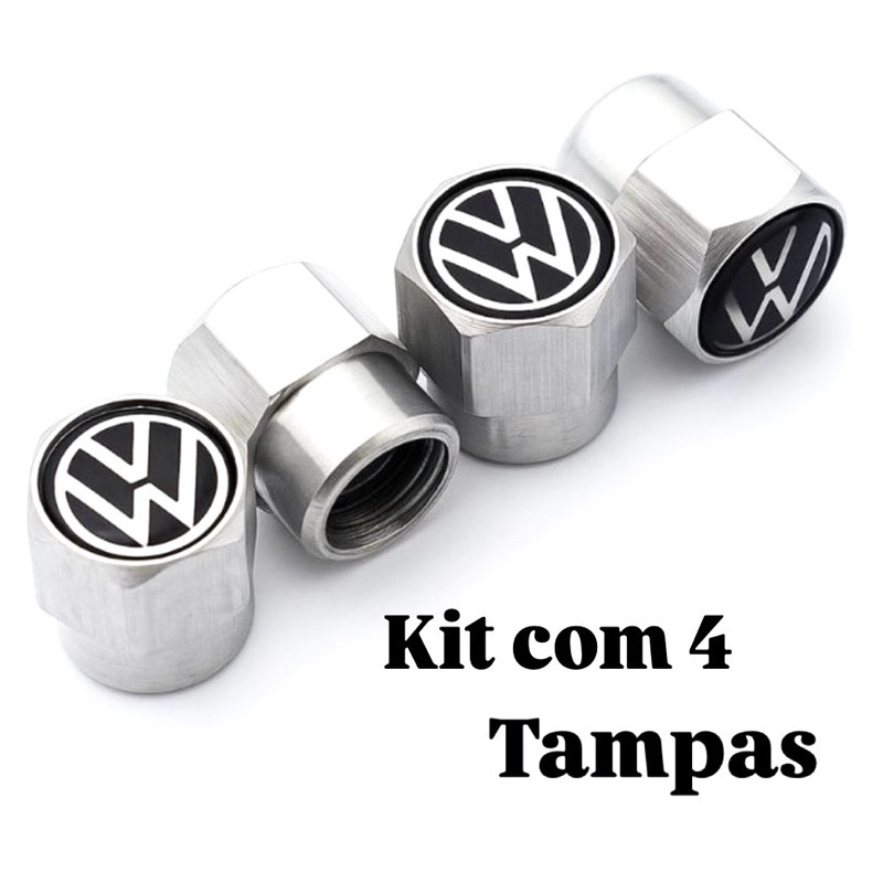 4 Tampas Bico Pneu Roda Válvula Carro Compatível com todos VW Volkswagen — imagem 2 de 2