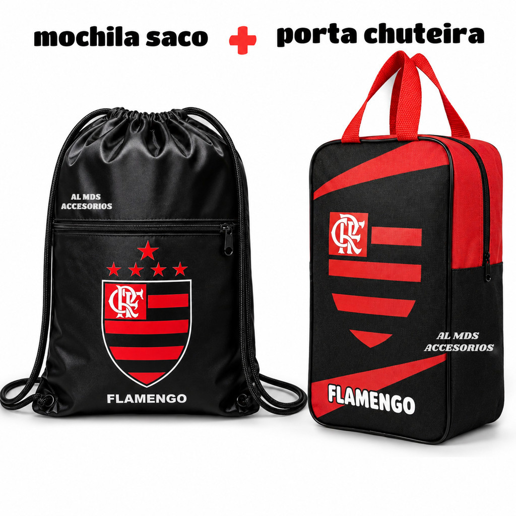 Kit Mochila Saco + Porta Chuteira flameng Esportivo Impermeável e resistente
