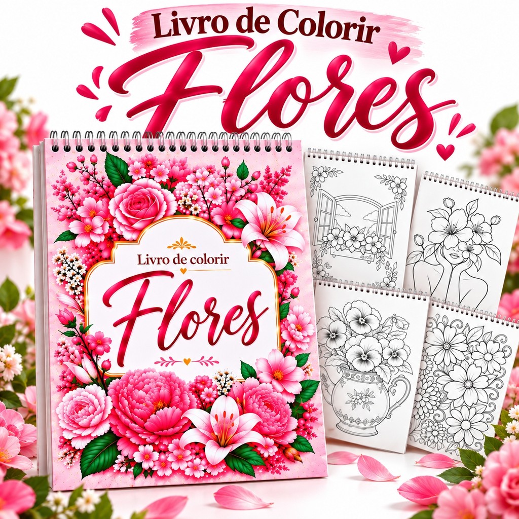 Livro de Flores Para Colorir -50 desenhos Incríveis