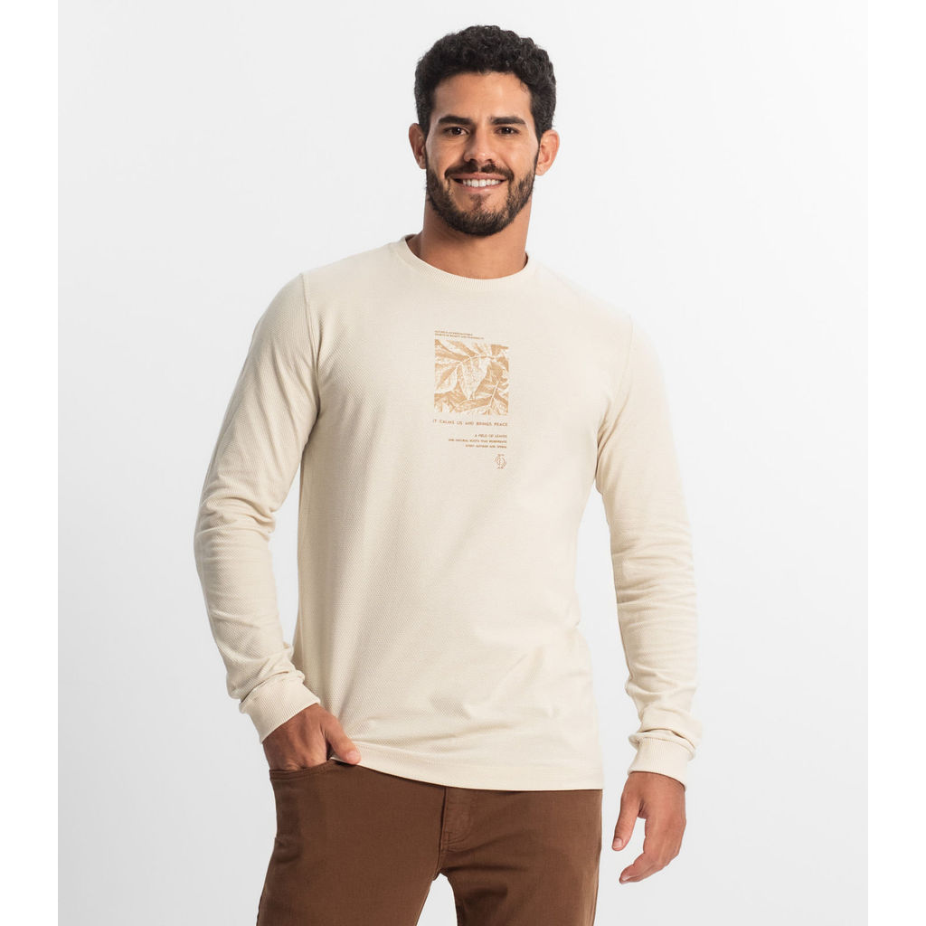 Camiseta Masculina Manga Longa Diametro Bege