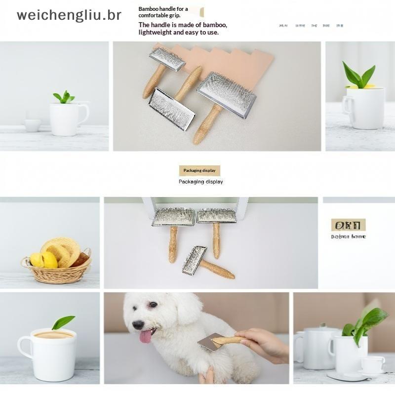 # weicheng Escova De Limpeza Para Animais De Estimação , Adequada Viagens , Cabo De Bambu , Pinos De Aço Inoxidável , Re