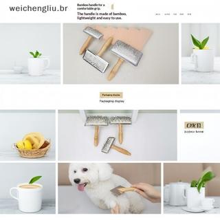 # weicheng Escova De Limpeza Para Animais De Estimação , Adequada Viagens , Cabo De Bambu , Pinos De Aço Inoxidável , Re