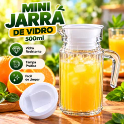 Jarra C/ Tampa 500ml Em vidro Sirva suas bebidas favoritas com estilo
