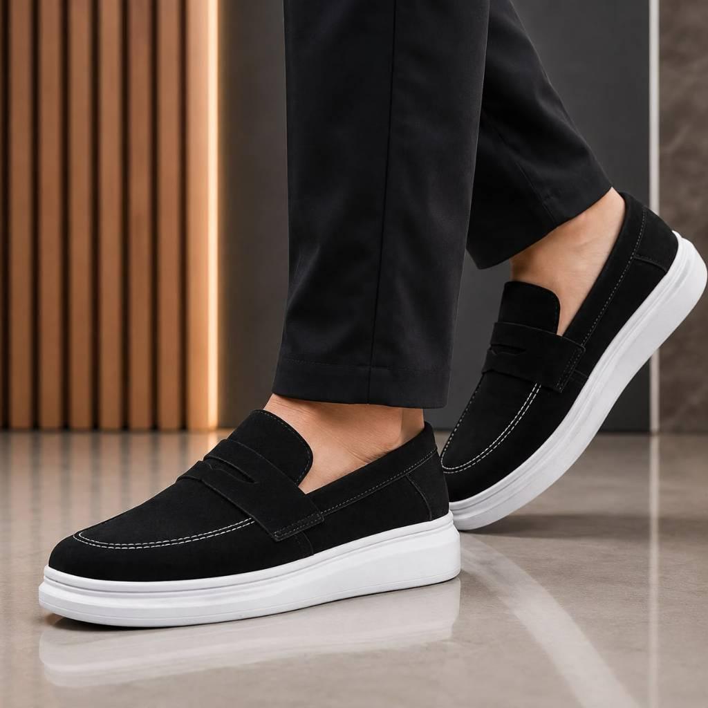 Sapato Oxford Masculino Loafer Mocassim Broge Premium Sola Alta Costurado