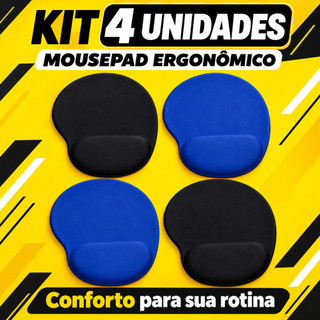 Mousepad Gamer Para Estudo Kit 4 und Com Apoio De Punho Pulso Mouse Pad Ergonomico Confortável