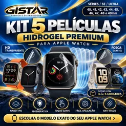 3 ou 5 Películas De Hidrogel HD ou Fosca para Todos Smartwatch Apple Watch Series Ultra 40,41,42,43,44,45,46,47,48,49mm