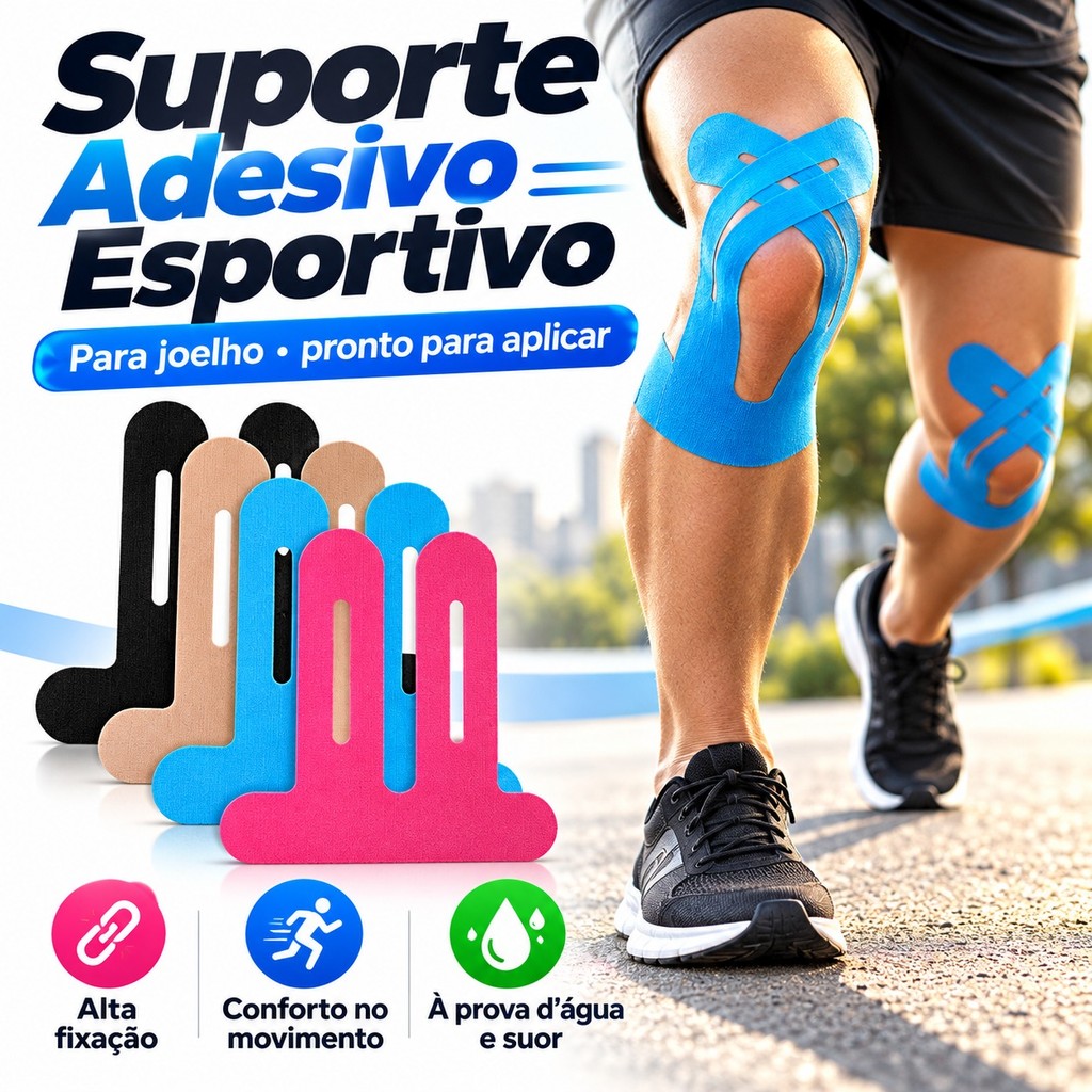 Kit de Até 6 Fita Kinesio Bandagem Elástica Tape Fisioterapia Adesiva Alivia a Dor Lesão Atleta Vestimentas Esportivas