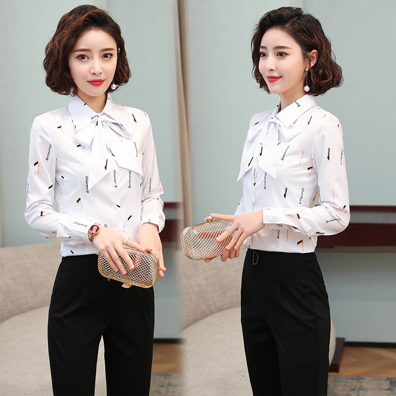 2023 primavera outono novo estilo camisa Floral feminina versão coreana magro-ajuste de manga comprida impresso Chiffon 