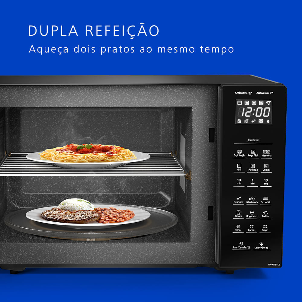 Micro-ondas Intuitive+ Panasonic GT68 com SmartSense e Grill 30L Black Glass - NN-GT68LBRU — imagem 2 de 2