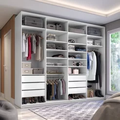 Closet Casal 100% MDF BP 277cm 6 Gavetas Sion Branco Branco