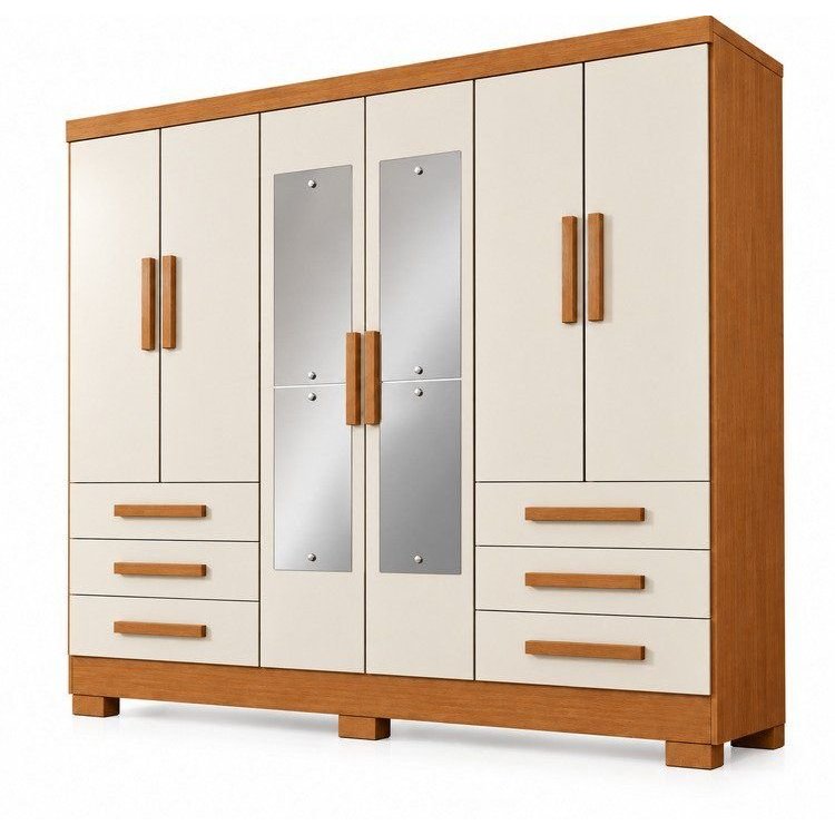 Guarda Roupa Casal MDP Dakar 6PTS 6GAV com Espelho Cinamomo com Fendi Marrom Cumaru Fendi · foto 2