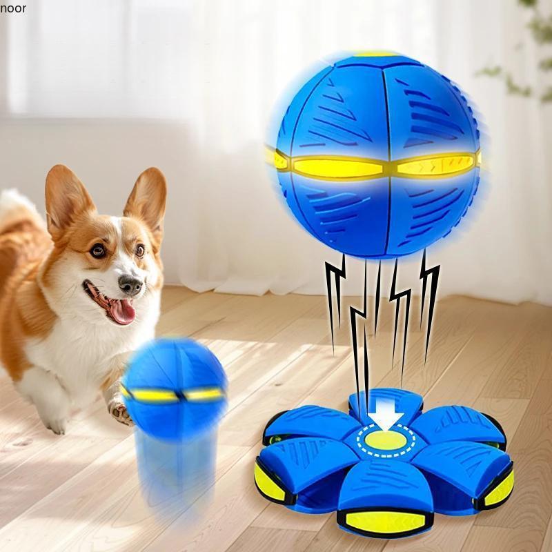 Brinquedo De Bola De Disco Voador Para Cachorro , Animais De Estimação Com Deformação De Passo Luz LED Interativo Jogar