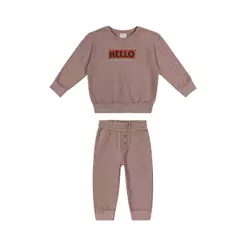 Conjunto Bebê Menino Moletom Com Puff Colorittá Marrom